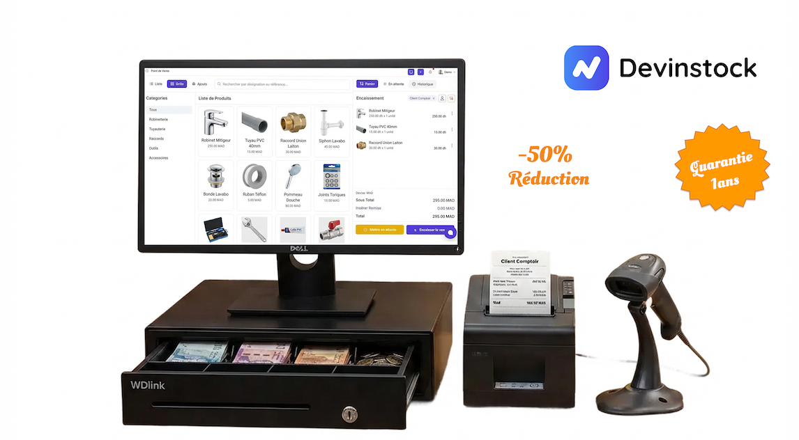 Logiciel de caisse pour magasins de plomberie au Maroc - Devinstock