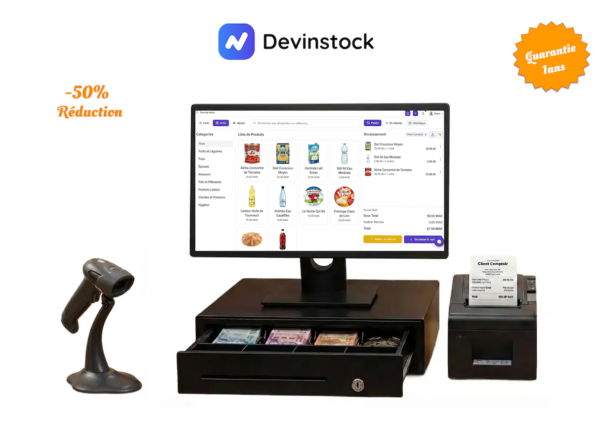 Logiciel de caisse pour supermarchés et distribution au Maroc - Devinstock